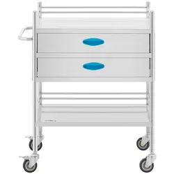 Laboratorinis vežimėlis - nerūdijantis plienas - 2 lentynos 60 x 41 x 28 cm - 2 stalčiai - 40 kg