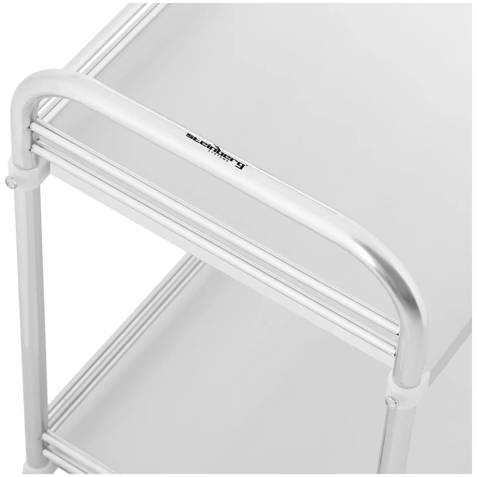 Chariot médical - inox - 2 tablettes de 63 x 40 x 12,5 cm - 20 kg (Roues: Oui)