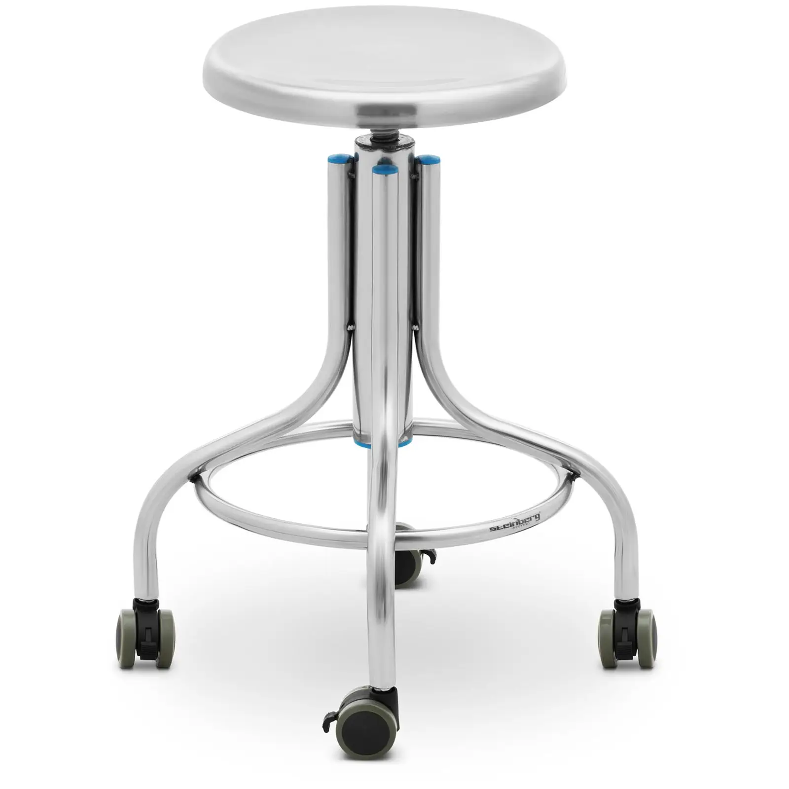 Tabouret labo - à roulettes - acier inoxydable - 100 kg