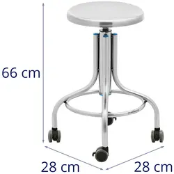 Laboratoriepall - på hjul - rostfritt stål - 100 kg