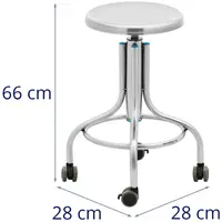 Laboratorijski stolac - na kotačićima - nehrđajući čelik - 100 kg