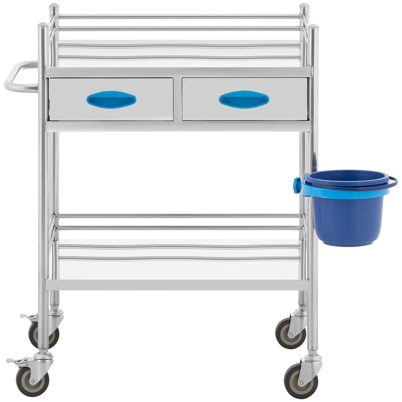 Occasion Chariot médical - acier inoxydable - 2 tablettes de 58 x 41 x 15 cm - 2 tiroirs - 40 kg