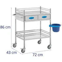 Laboratory Trolley - stainless steel - 2 shelves each 58 x 41 x 15 cm - 2 drawers - 40 kg