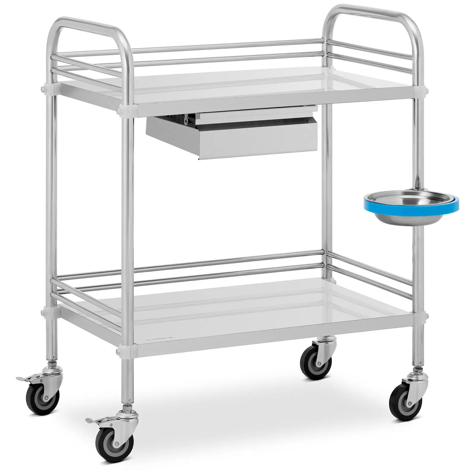 Laboratory Trolley - stainless steel - 2 shelves each 63 x 40 x 12.5 cm - 1 drawer - 20 kg