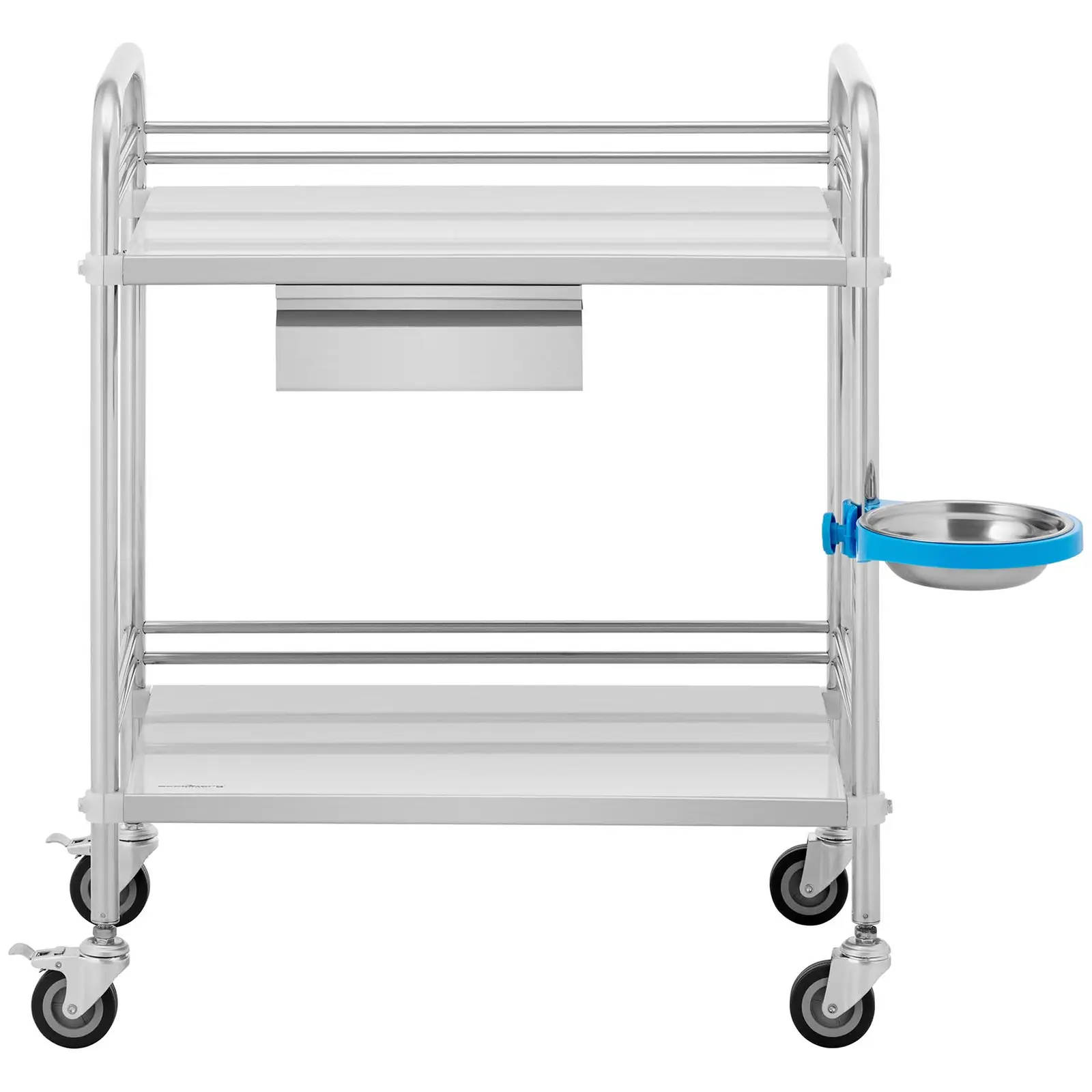 Factory second Laboratory Trolley - stainless steel - 2 shelves each 63 x 40 x 12.5 cm - 1 drawer - 20 kg