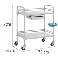 Laboratory Trolley - stainless steel - 2 shelves each 63 x 40 x 12.5 cm - 1 drawer - 20 kg