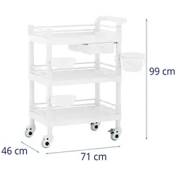 Carrito de laboratorio - 3 estantes de 54 x 38 x 5 cm - 1 cajón - 3 contenedores - 30 kg 
