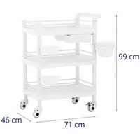 Wózek laboratoryjny - 3 półki po 54 x 38 x 5 cm - 1 szuflada - 3 pojemniki - 30 kg