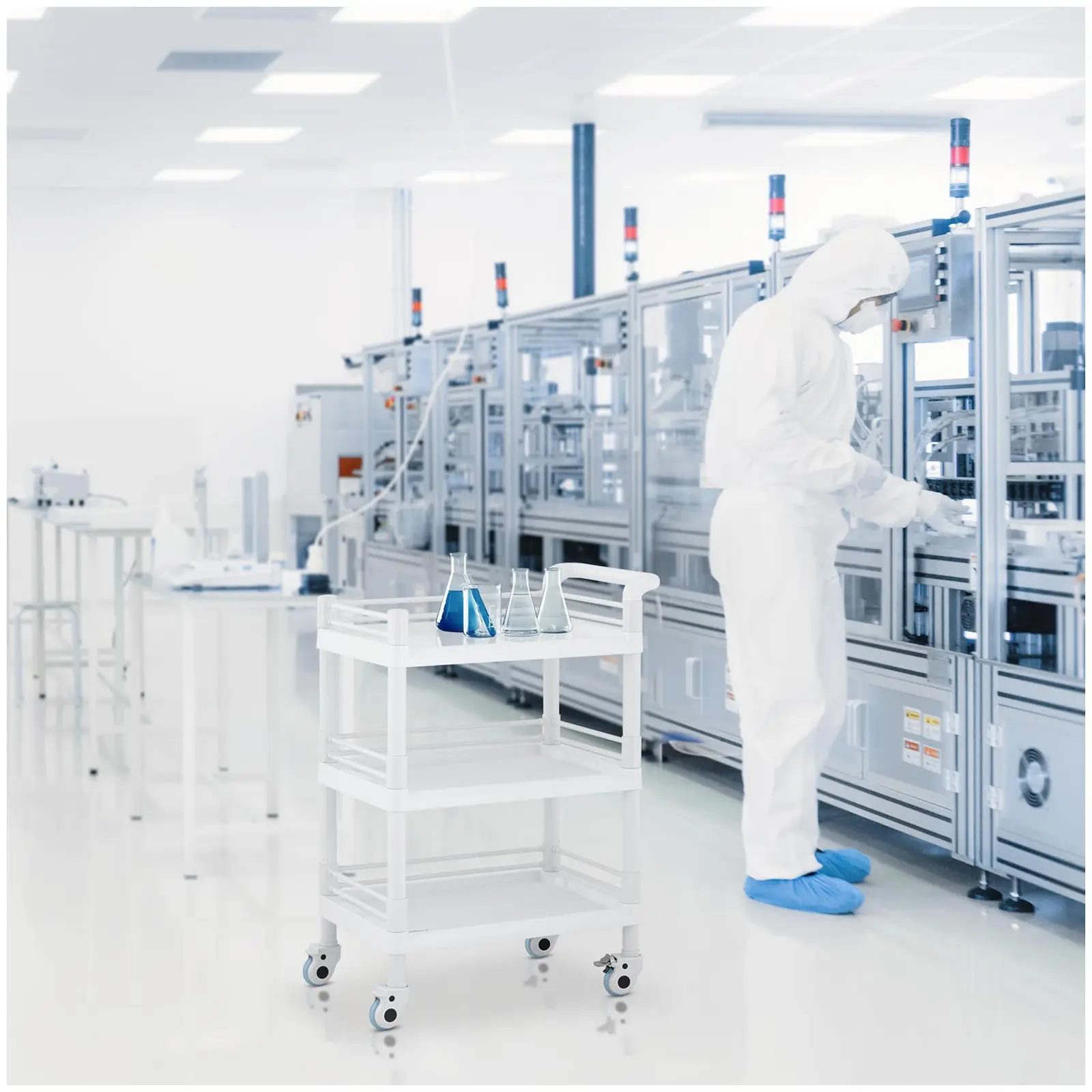 Cărucior de laborator - 3 rafturi fiecare 54 x 38 x 5 cm - 30 kg (Capacitate de încărcare - capacitate maximă.: 30 kg)