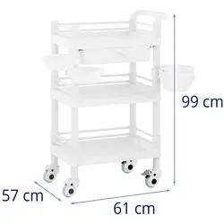 Laboratory Trolley - 3 shelves each 43 x 30 x 5 cm - 1 drawer - 3 containers - 30 kg