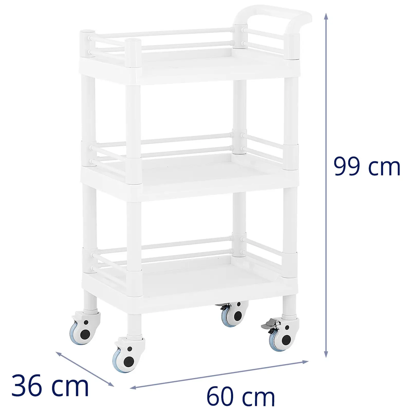 Wózek laboratoryjny - 3 półki po 43 x 30 x 5 cm - 30 kg