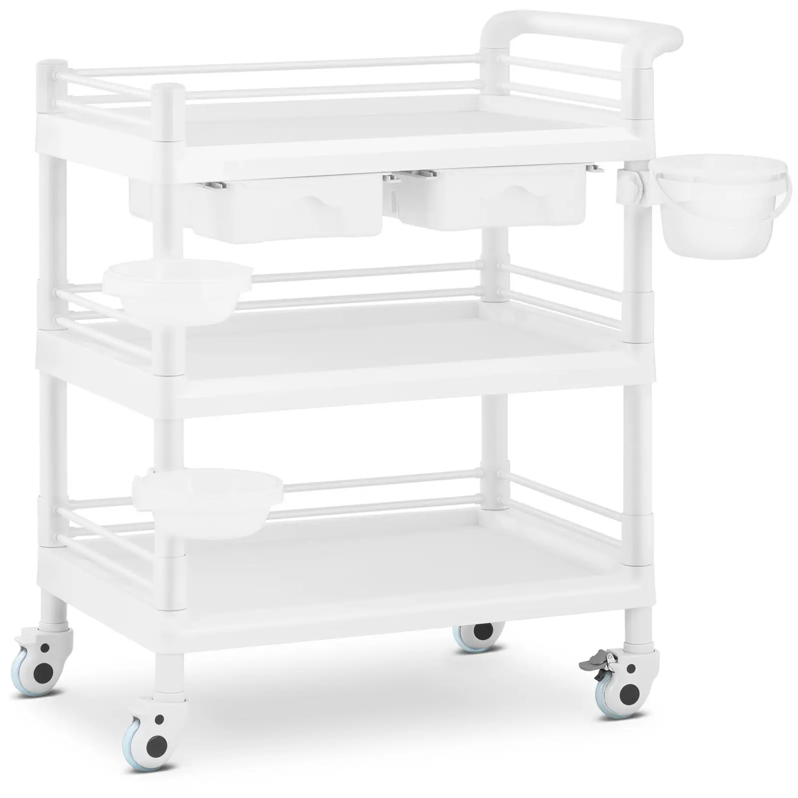 Carrito de laboratorio - 3 estantes de 65 x 46 x 14 cm - 2 cajones - 3 contenedores - 60 kg  - Imagen de producto