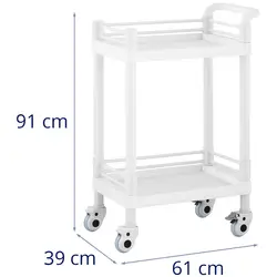 Wózek laboratoryjny - 2 półki po 43 x 30 x 5 cm - 20 kg