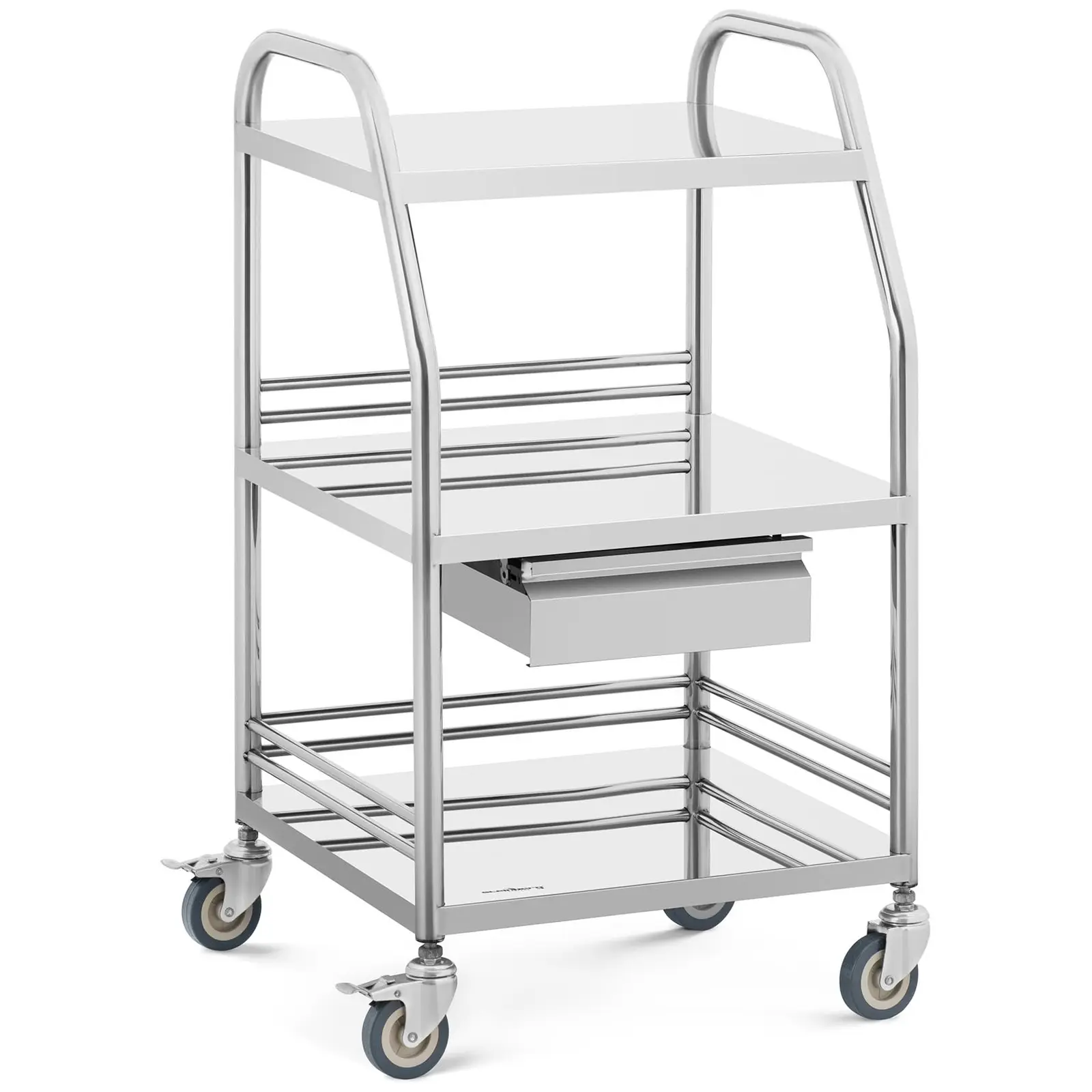 Carrello da laboratorio - Acciaio inox - 3 ripiani - 1 cassetto - 30 kg