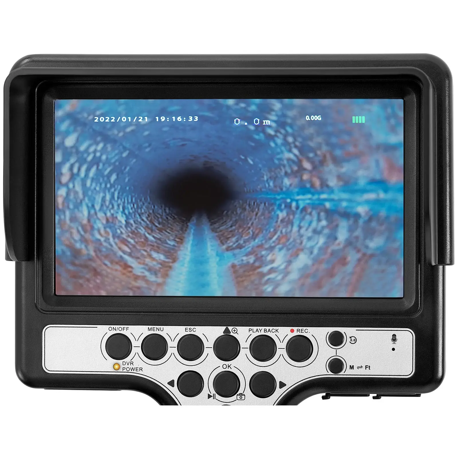 Kloak-kamera - 60 m - 12 LED - 7" TFT-farveskærm