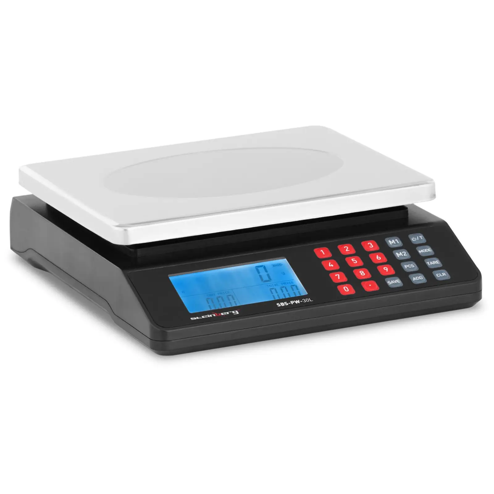 Stalo svarstyklės - 30 kg / 1 g - dvigubas LCD ekranas