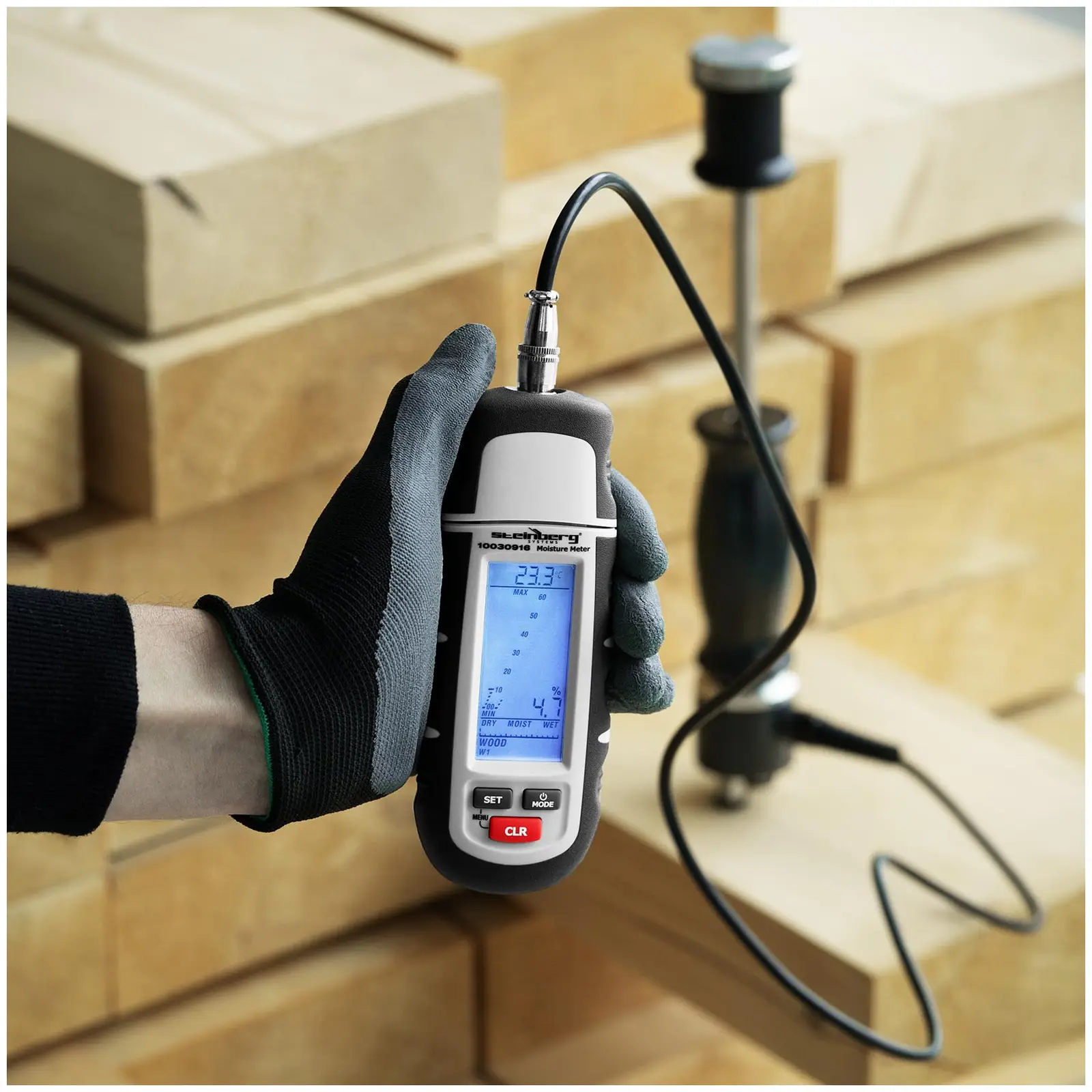 Feuchtigkeitsmessgerät - 1 - 75 % - Hammerelektrode - Koffer (Anzahl Batterien: 3)