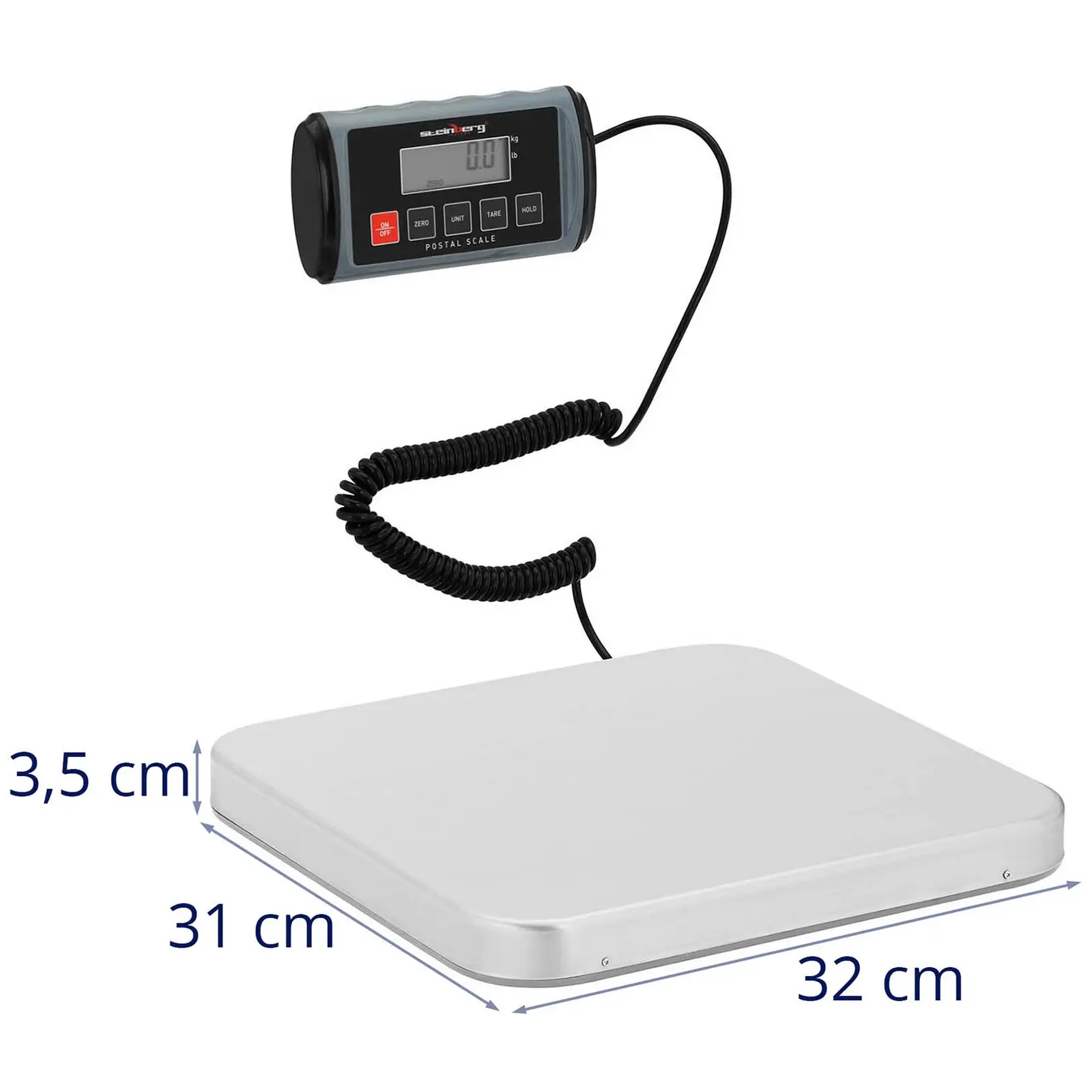 Pakkevekt - 100 kg / 0,05 kg - 31 x 32 cm - ekstern LCD