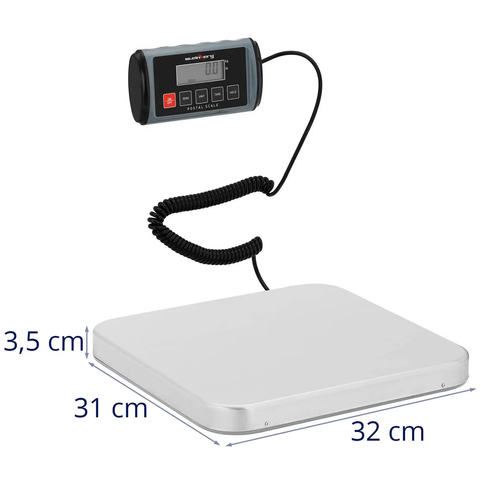 Tehtnica za pakete - 100 kg / 0,05 kg - 31 x 32 cm - zunanji LCD