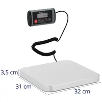Paketvåg - 100 kg / 0,05 kg - 31 x 32 cm - extern LCD