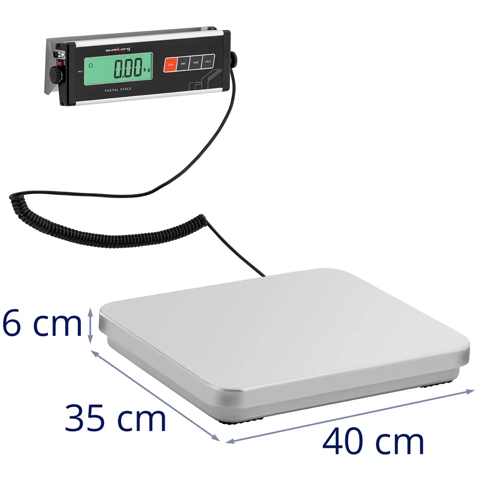 Waga paczkowa - 60 kg / 0,02 kg - 35,5 x 40,5 cm - zewn. wyświetlacz LCD - interfejs RS232