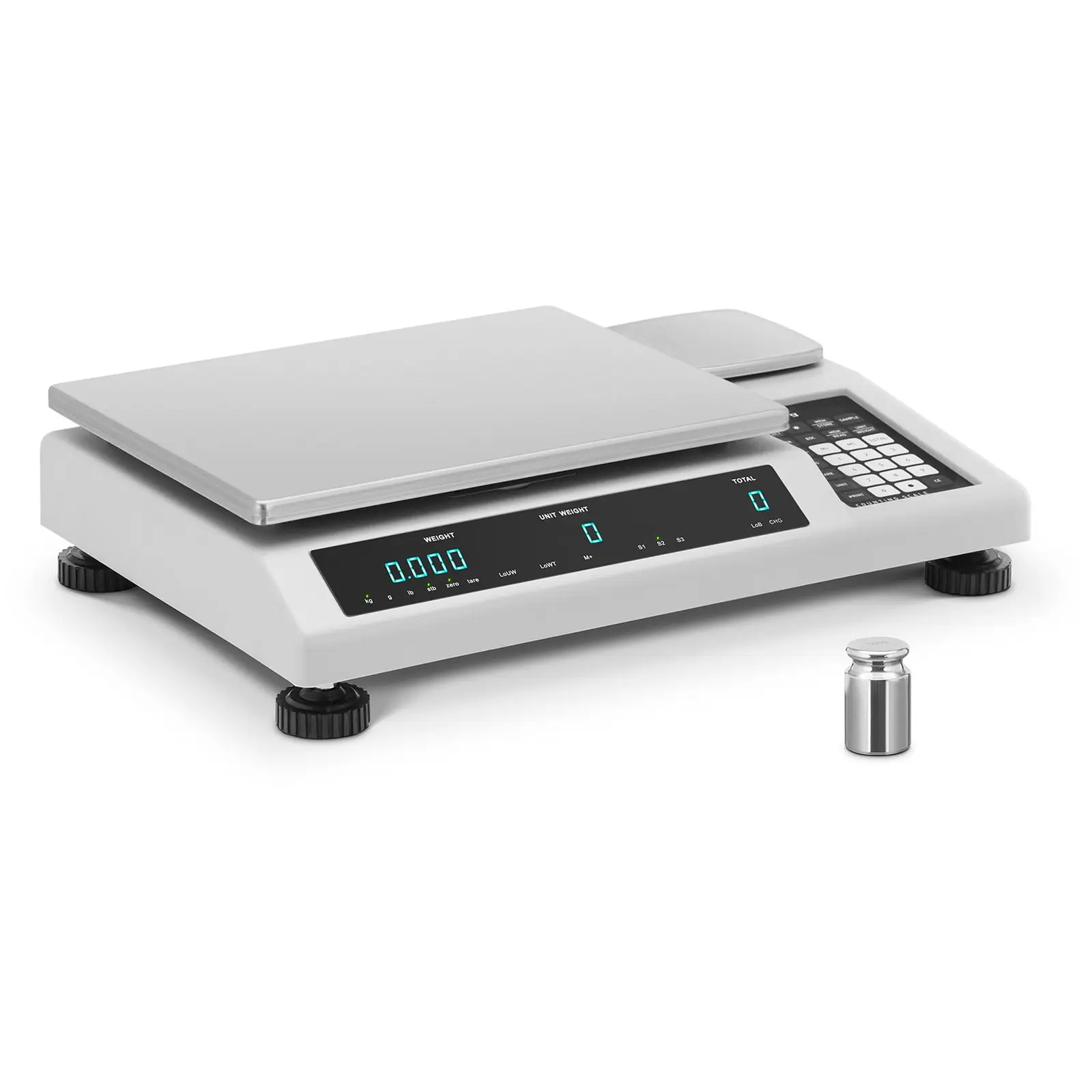 Counting Scale - 50 kg / 1 g - 34.5 x 26 cm - 3 LED - with reference scale 25 kg / 0.05 g - 11.4 x 11.4 cm