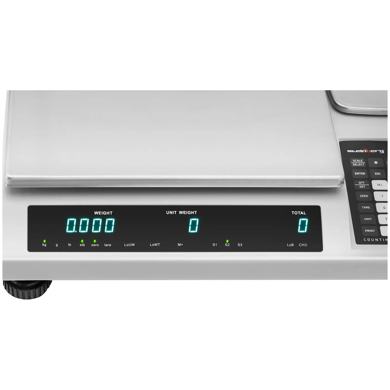 Počítací váha - 50 kg / 1 g - 34,5 x 26 cm - 3 LED - s referenční váhou 25 kg / 0,05 g - 11,4 x 11,4 cm (Tárování: Ano)