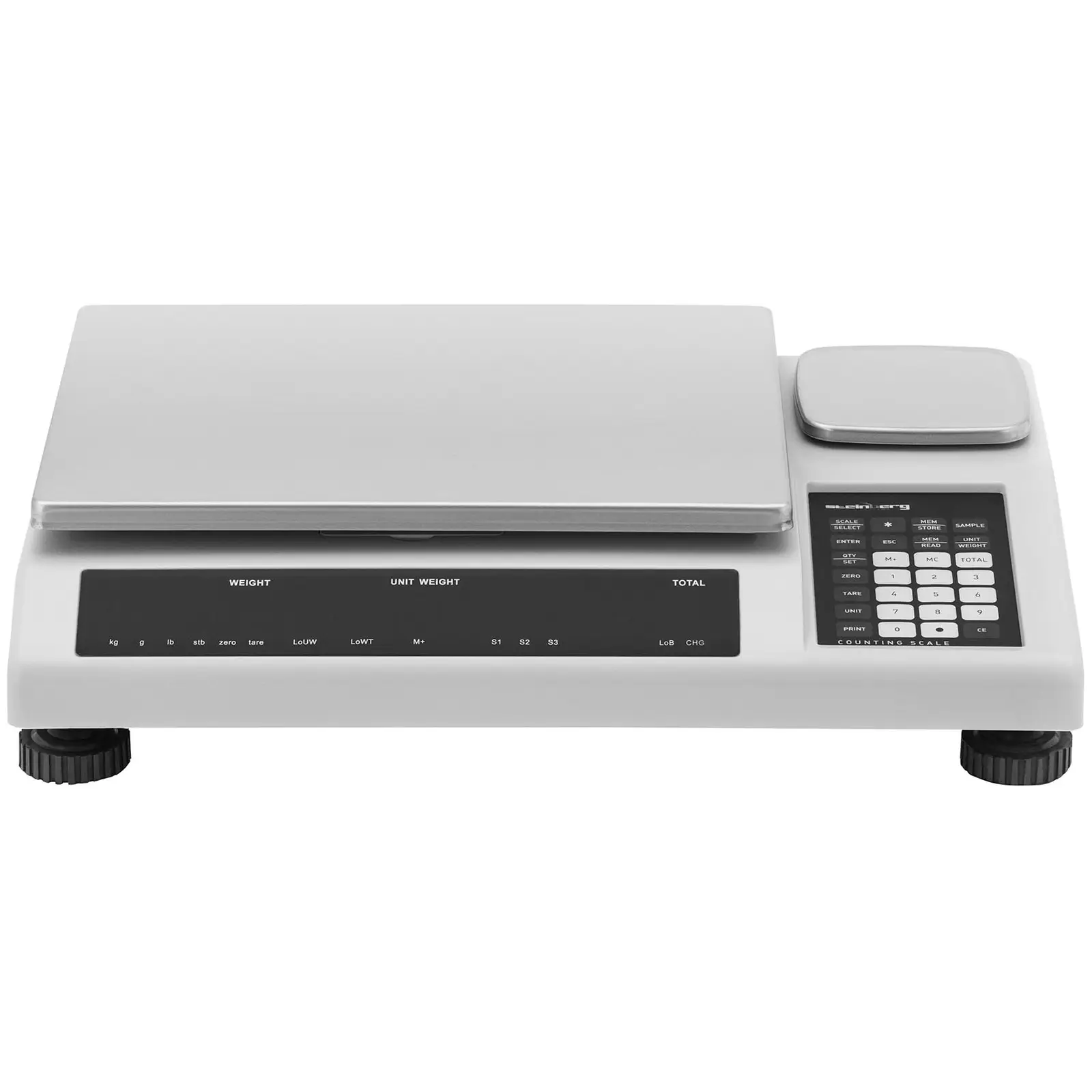 Počítací váha - 50 kg / 1 g - 34,5 x 26 cm - 3 LED - s referenční váhou 25 kg / 0,05 g - 11,4 x 11,4 cm (Třída přesnosti: III)