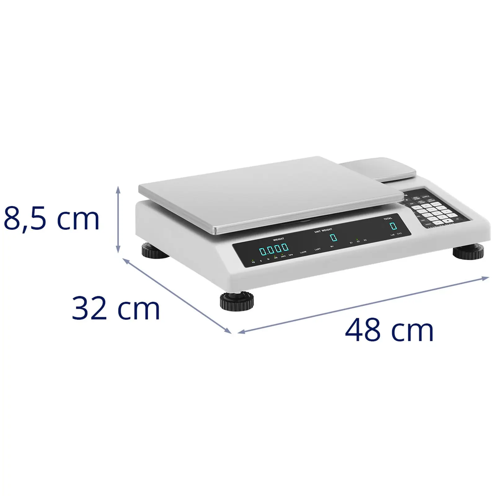 Počítací váha - 50 kg / 1 g - 34,5 x 26 cm - 3 LED - s referenční váhou 25 kg / 0,05 g - 11,4 x 11,4 cm (Změna jednotek: Ano)