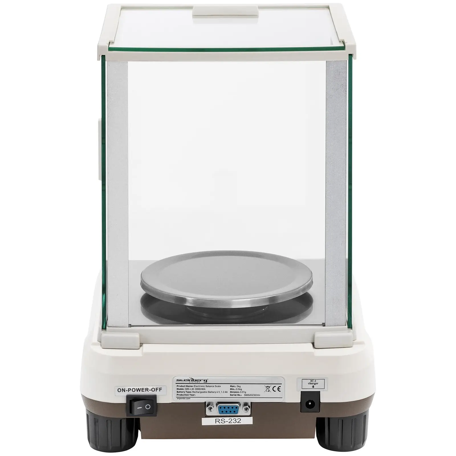 Laboratorní váha - 3 000 g / 0,01 g - Ø 130 mm - LCD - skleněný kryt proti větru (Čitelnost: 0.01 g)