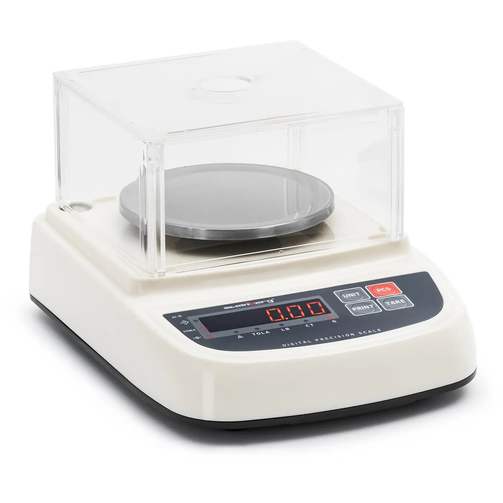 Laboratorní váha - 1500 g / 0,01 g - Ø 130 mm - LED - kryt proti větru