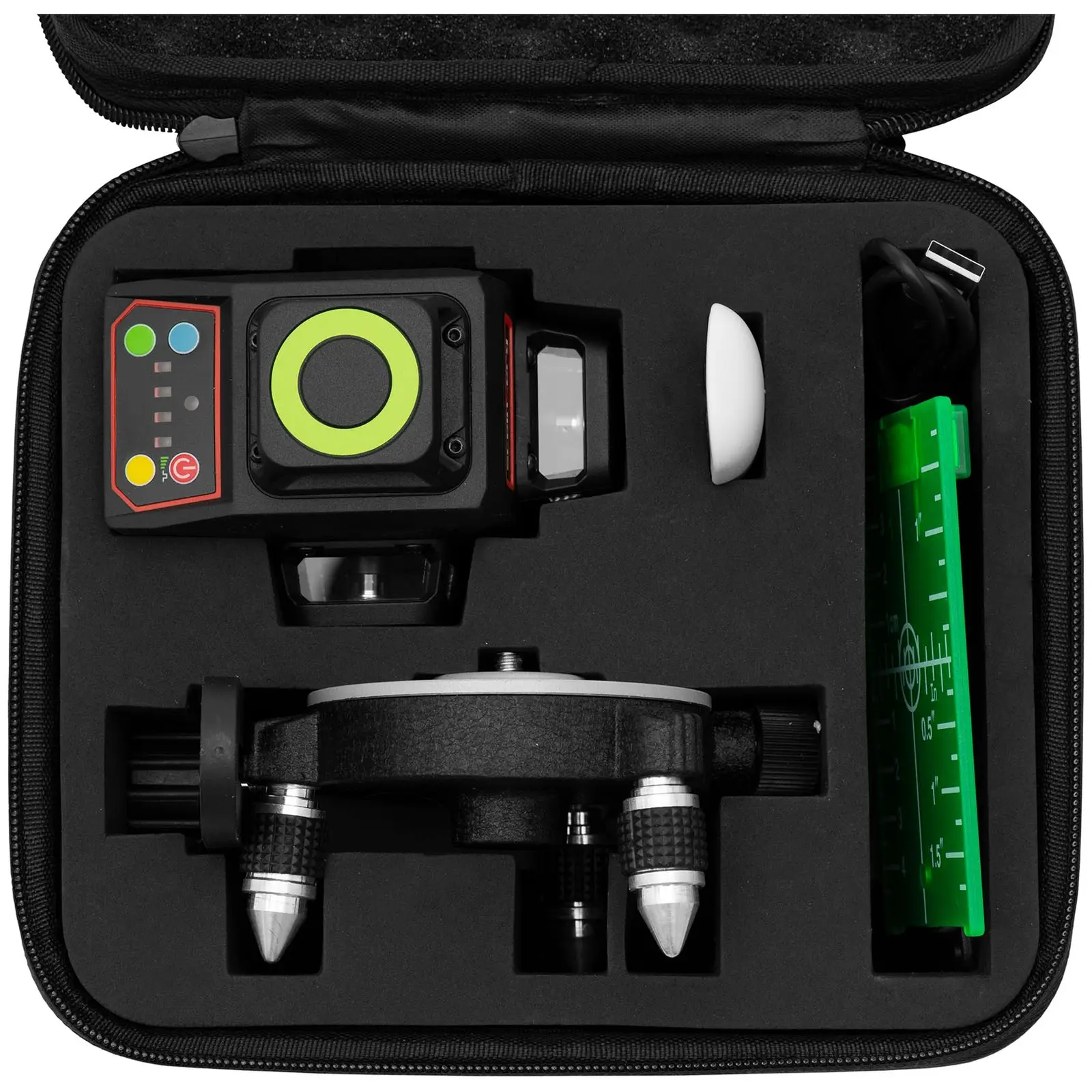 Niveau laser 360° avec étui de rangement - vert - 15-30 m - autonivelant - mini trépied - télécommande (Fonctionnement sur batterie(s): Oui)