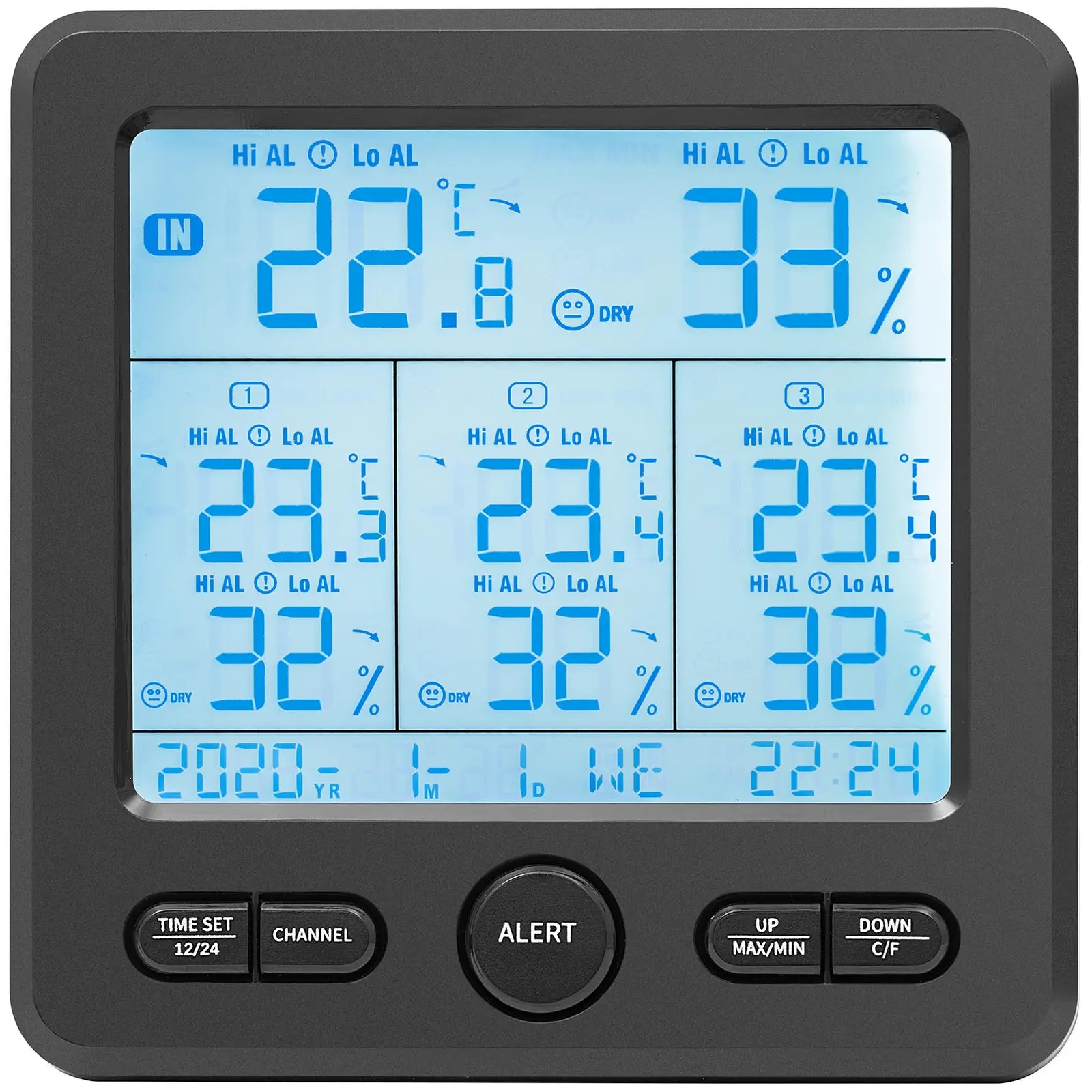 Záznamník teploty a vlhkosti - bezkabelový - LCD - 3 senzory