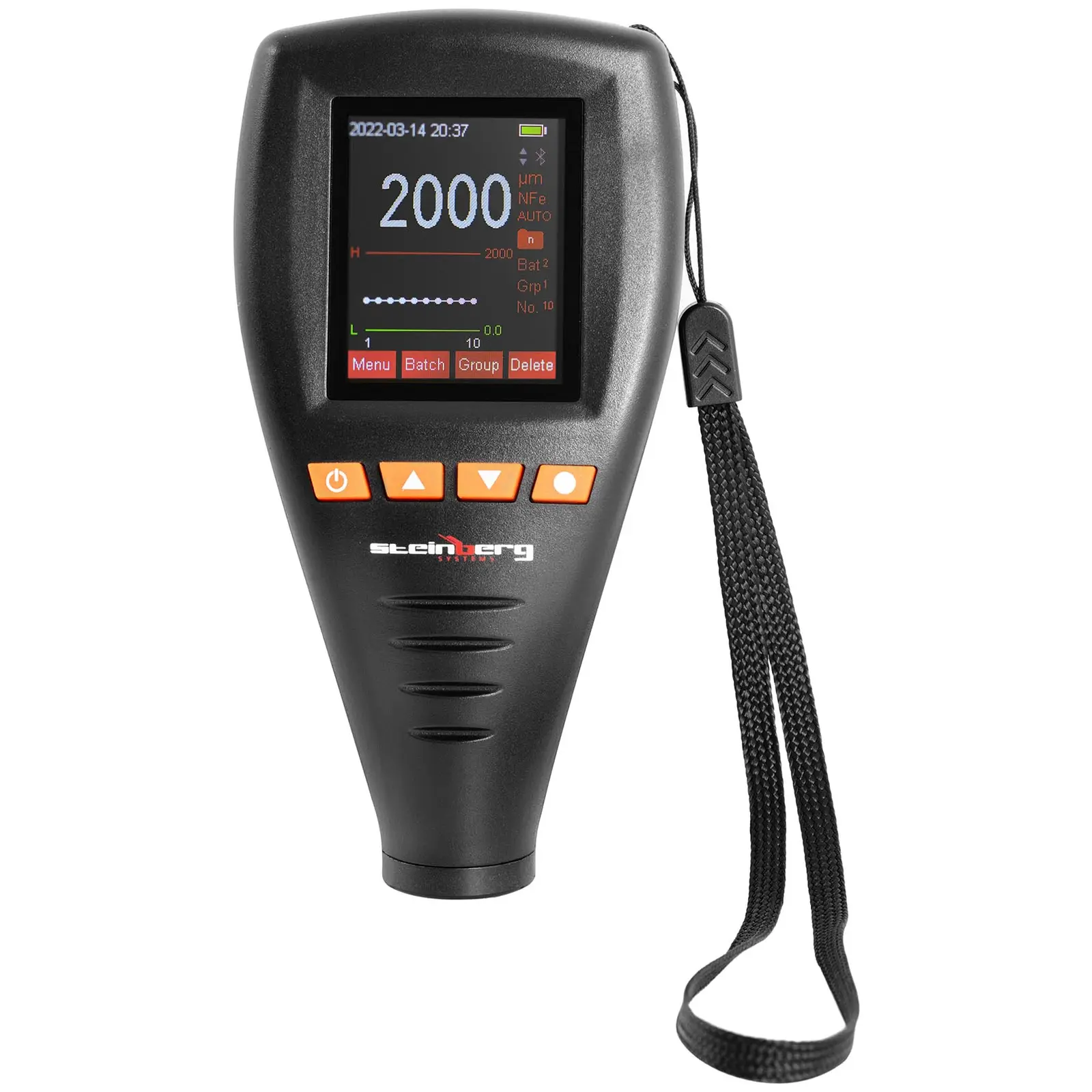 Měřič tloušťky vrstev - 0–2000 μm - ±3 % + 1 μm - datová analýza (Rozlišení: 0,1 μm (0–100 μm); 1 μm (> 100 μm))