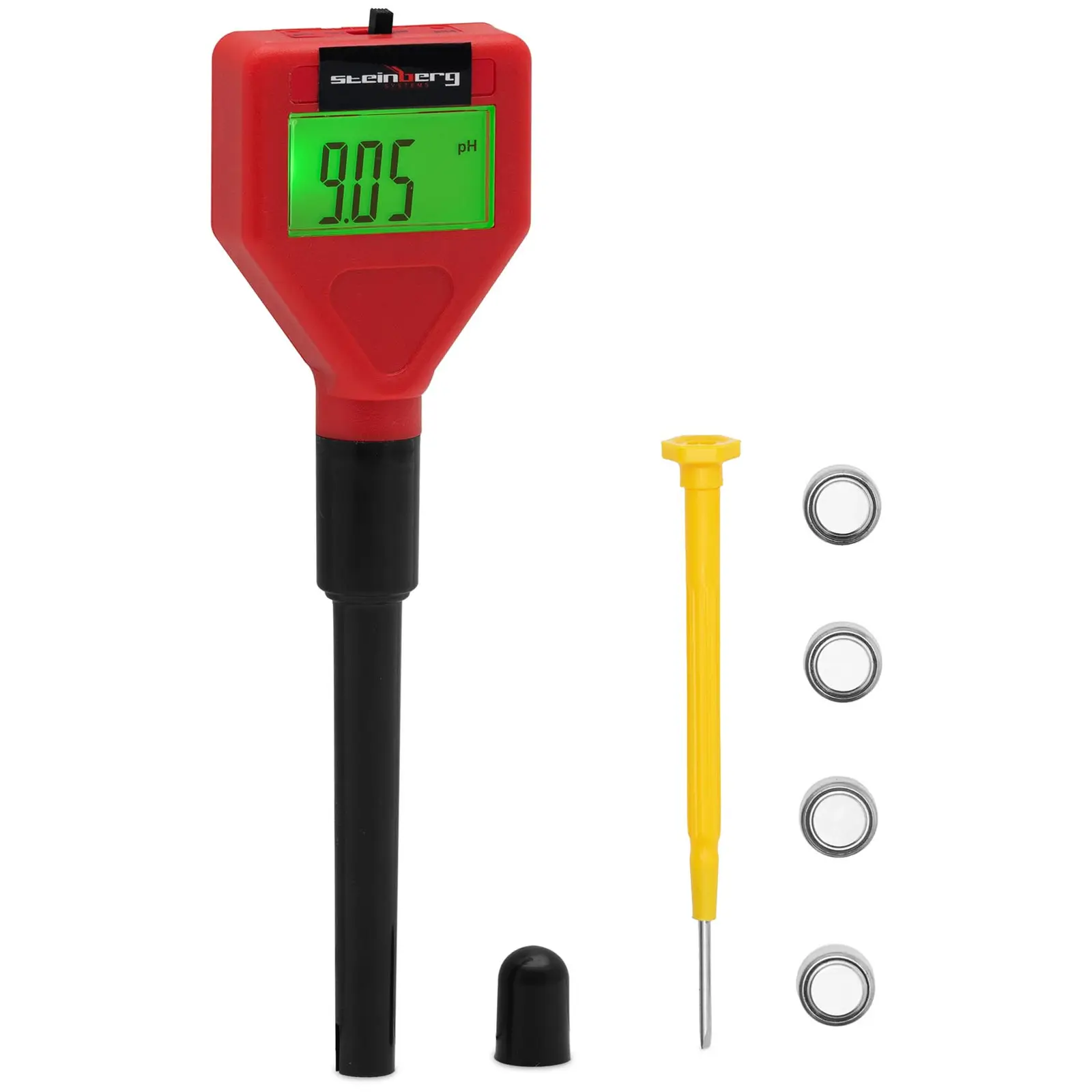 pH mérő szondával - LCD - 0–14 pH