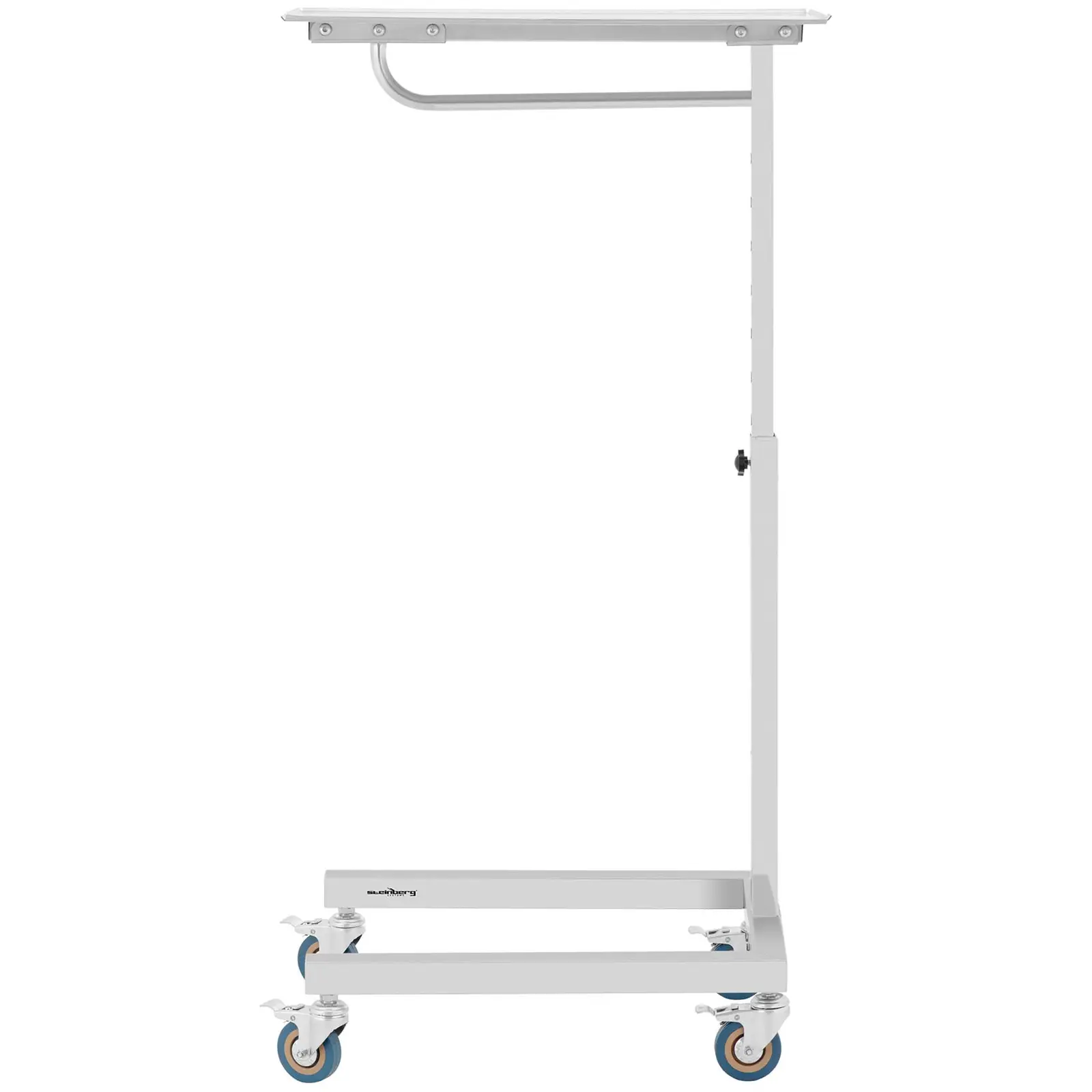 Klinikkbord - sidebord med hjul - 600 x 400 mm - høydejusterbart - rustfritt stål og gummi