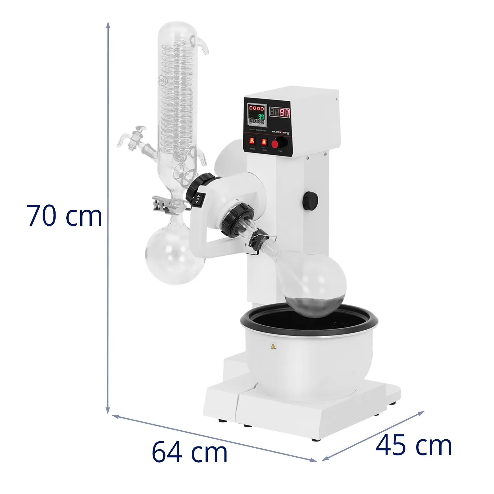 Rotatieverdamper - roterende verdamperkolf 2 l - opvangkolf 1 l - waterbad 2 l