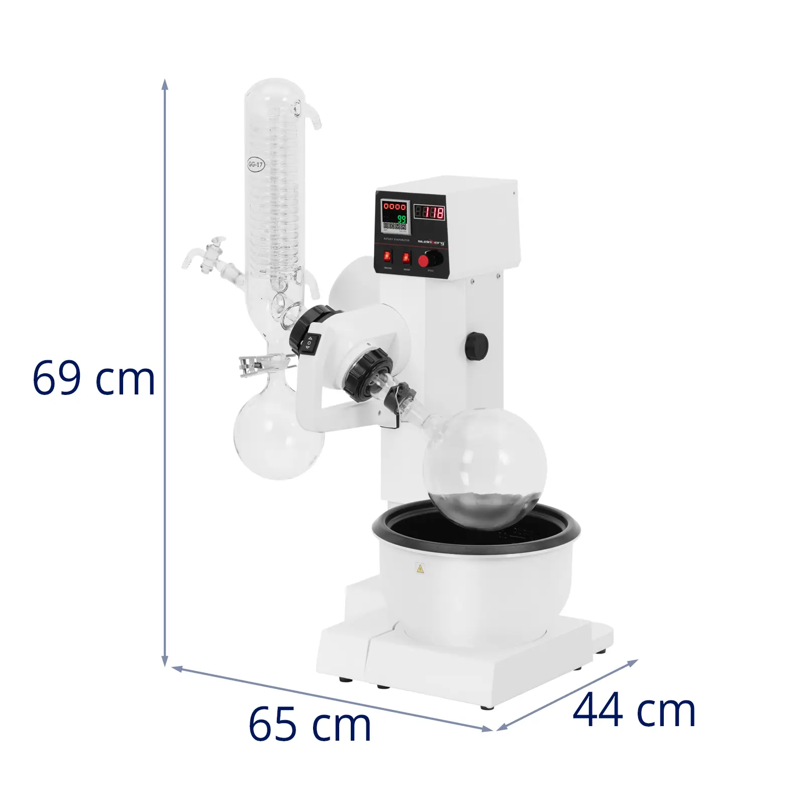 Rotatieverdamper - roterende verdamperkolf 1 l - opvangkolf 1 l - waterbad 2 l