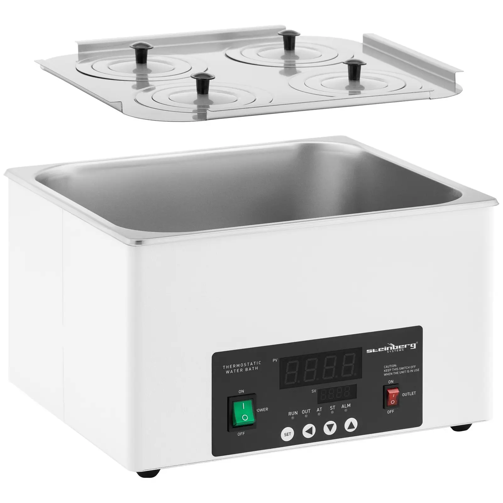 Bain marie thermostaté - numérique - 14,6 l - 5 - 100 °C - 325 x 300 x 150 mm (Matériau(x): Acier inoxydable)