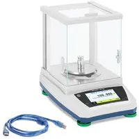 Balança de laboratório - 200 g / 0,001 g - Ø98 mm - painel táctil LCD - bateria recarregável - cobertura de vidro contra fatores externos