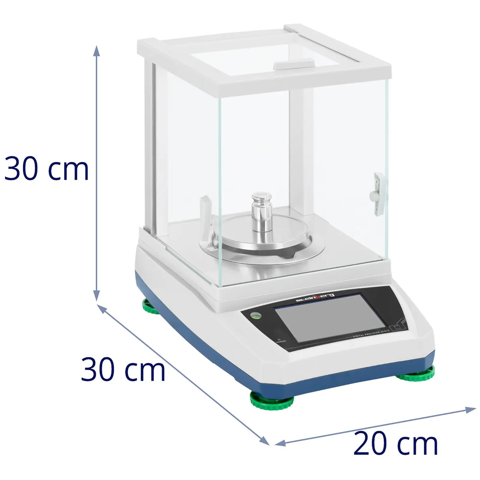 Balança de laboratório - 300 g / 0,001 g - Ø98 mm - painel táctil LCD - bateria recarregável - cobertura de vidro contra fatores externos