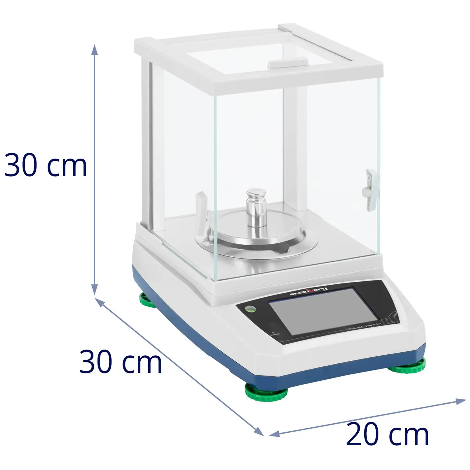 Přesná váha - 300 g / 0,01 g - Ø 98 mm - dotykový LCD displej - velký skleněný kryt (Nuly: Ano)