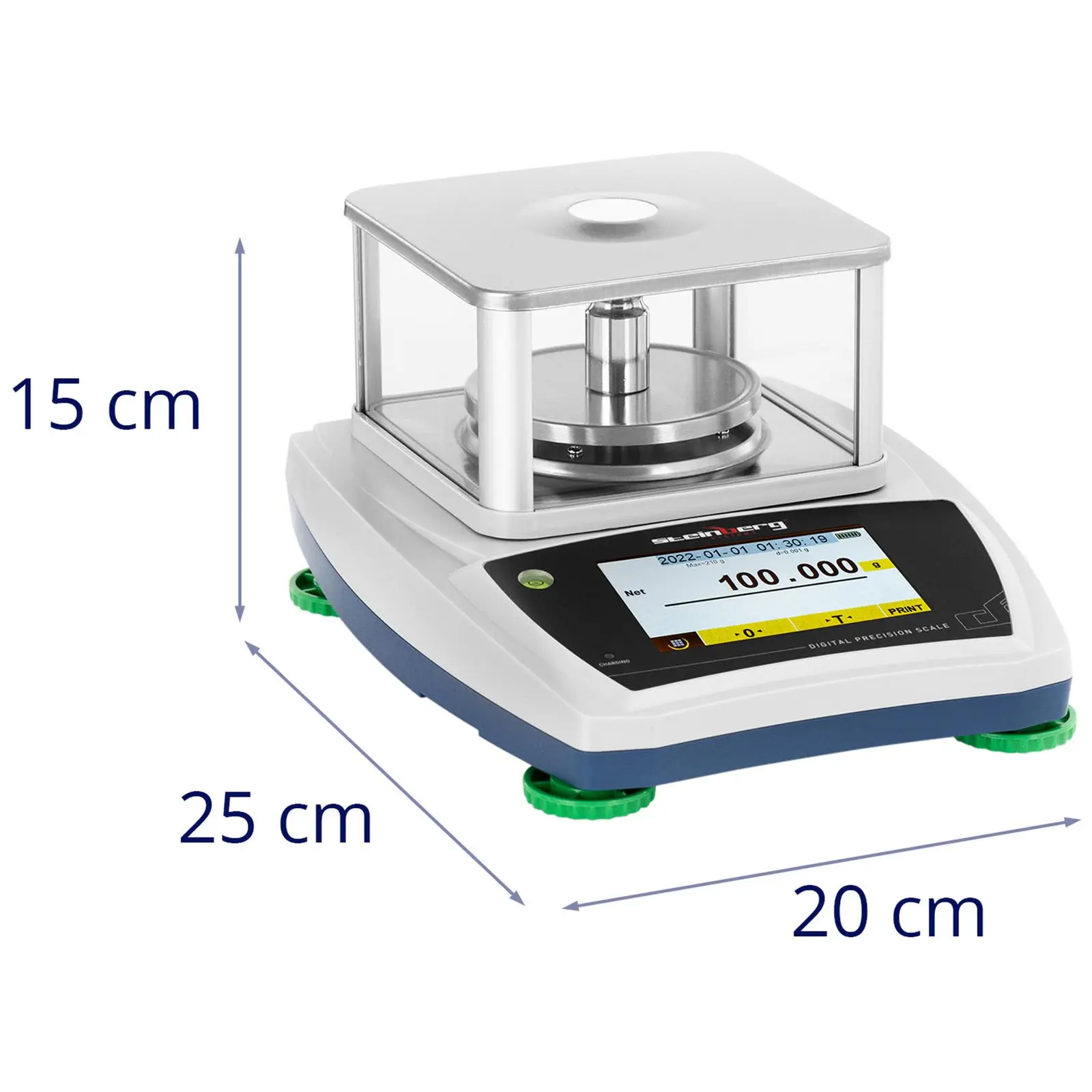 Präzisionswaage - 200 g / 0,001 g - Ø 98 mm - Touch-LCD - Glaswindschutz