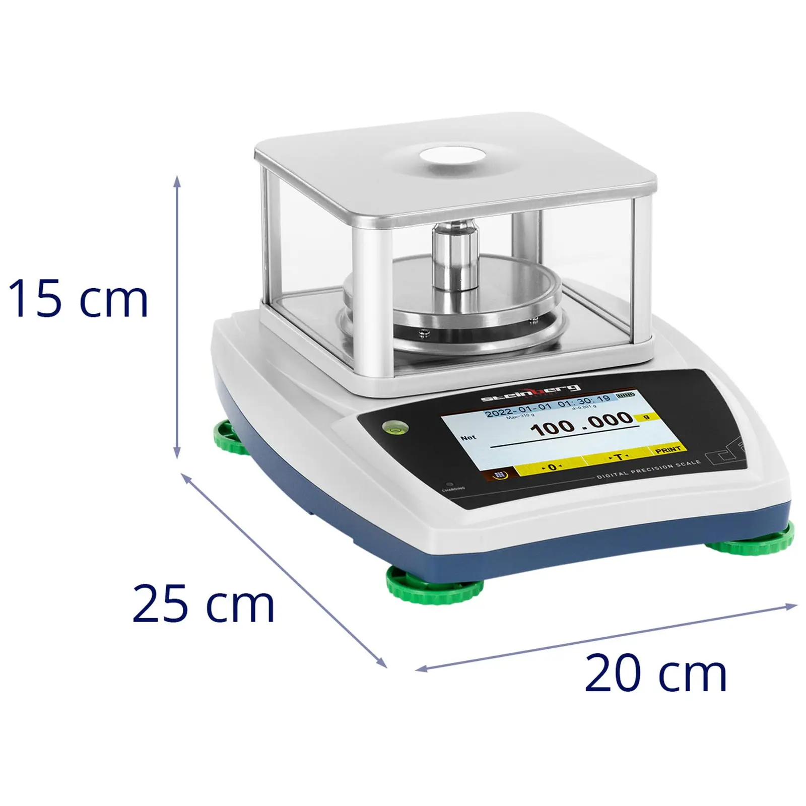 Cântar de precizie - 300 g / 0.001 g - Ø 98 mm - Touch-LCD - Paravan din sticlă