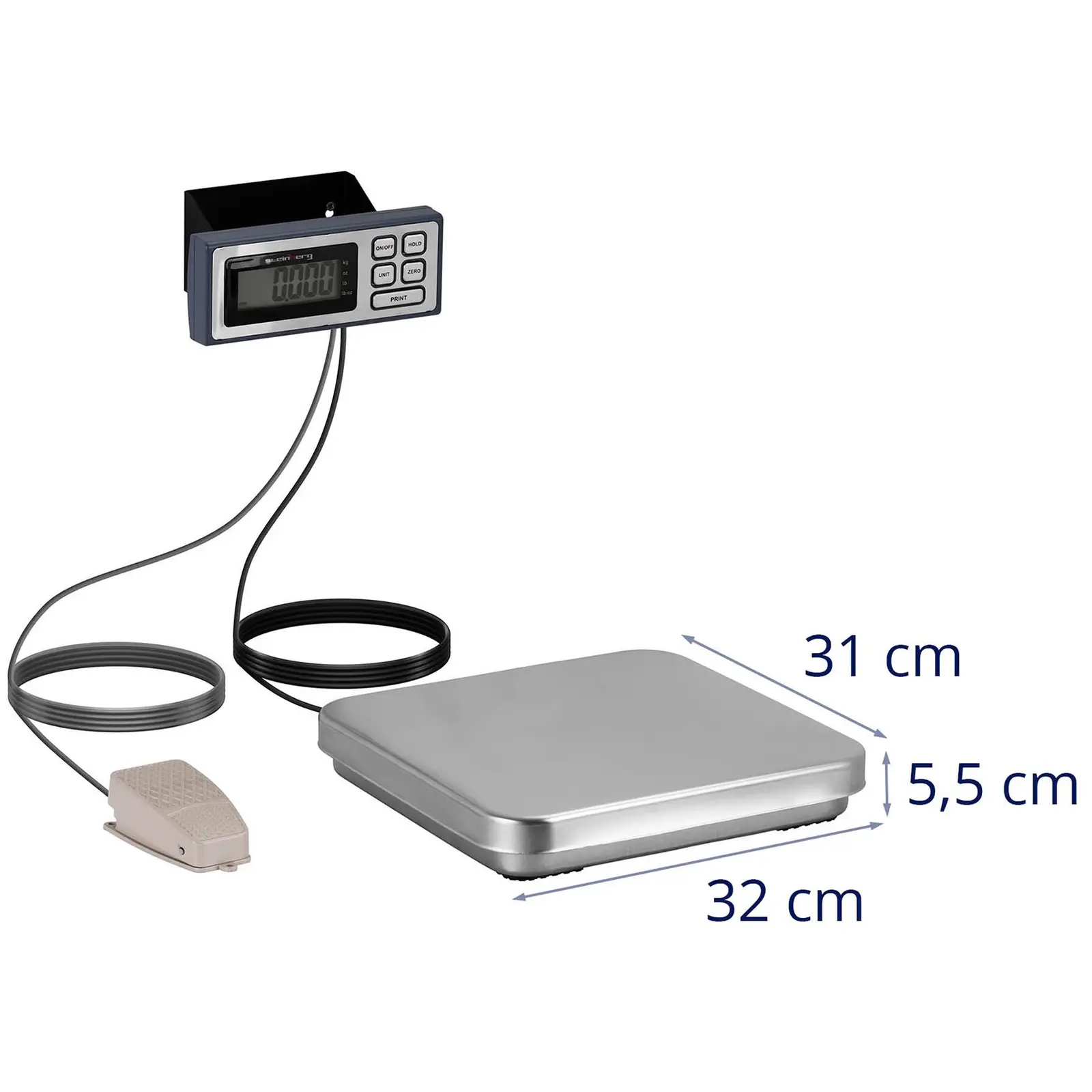 Bordvekt - fotpedal - 10 kg / 2 g - 320 x 310 mm - LCD