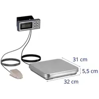 Digitális konyhai mérleg - lábpedál - 10 kg / 2 g - 320 x 310 mm - LCD
