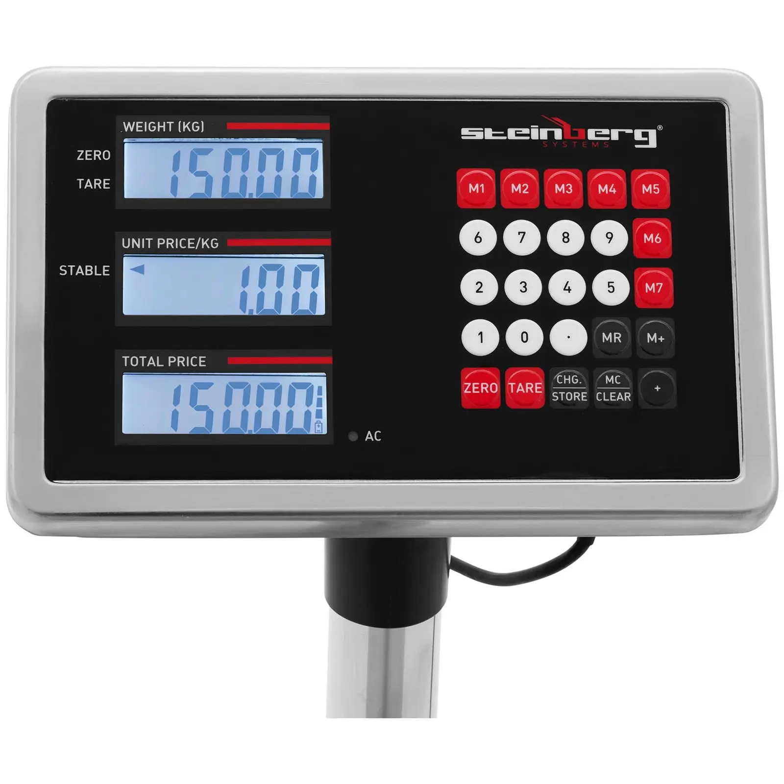 Plošinová váha - 150 kg / 0,01 kg - 400 x 500 mm - zadní panel - LCD (Přesnost: 0.01 kg)