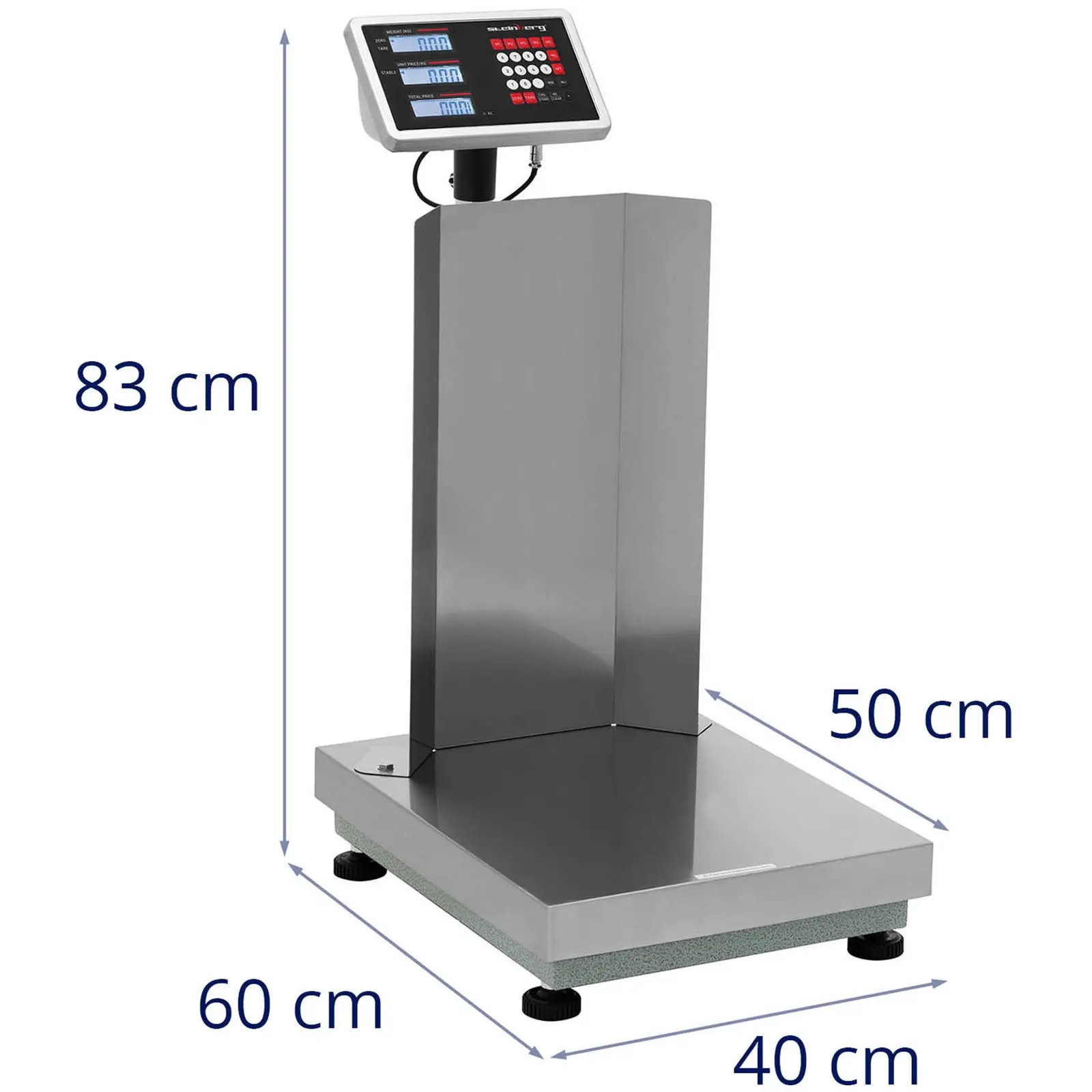 Waga platformowa - 150 kg / 0,01 kg - 400 x 500 mm - tylna ściana