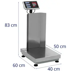 Industrivægt - 150 kg / 0,01 kg - 400 x 500 mm - bagkant