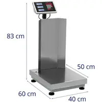 Balance industrielle - 150 kg / 0,01 kg - 400 x 500 mm - paroi arrière